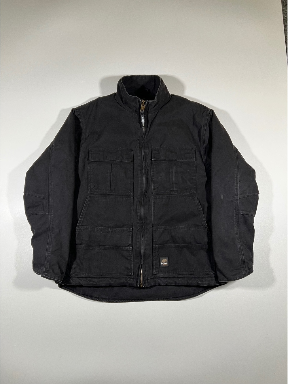 Berne Workwear Black Canvas Jacket Duck Cloth Multi Pocket